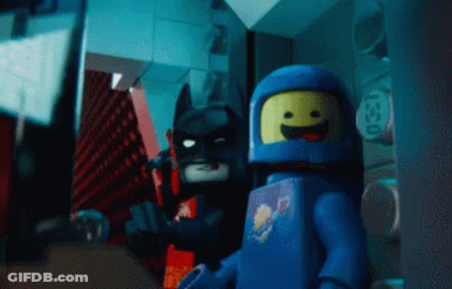 Lego Batman And Beeman Standing Together GIF