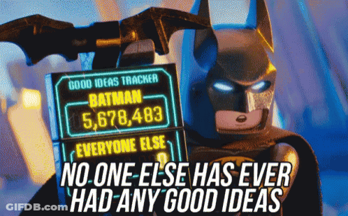 Lego Batman Holding Good Ideas Tracker Sign GIF