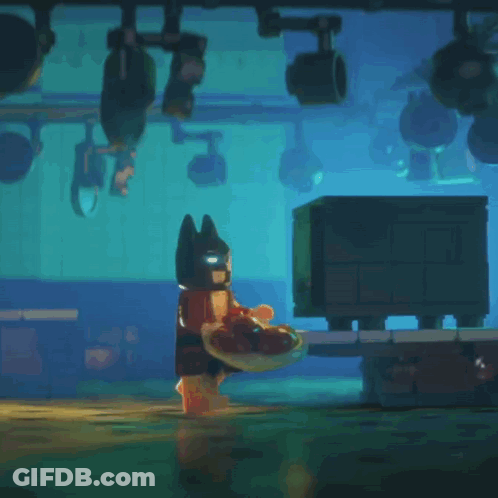 Lego Batman Holding Plate Of Food GIF