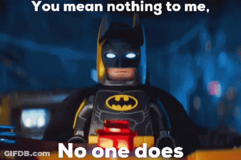 Lego Batman Holding Red Lantern Says You Mean Nothing GIF