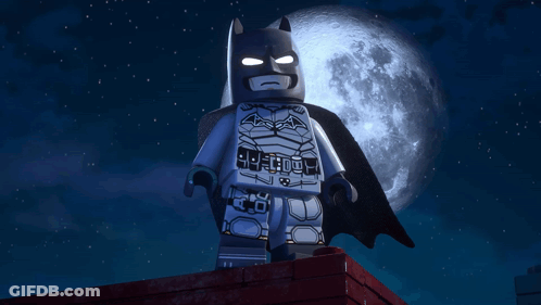 Lego Batman Standing On Brick Wall GIF