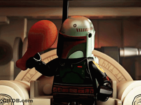 Lego Boba Fett Holding Chicken Leg GIF