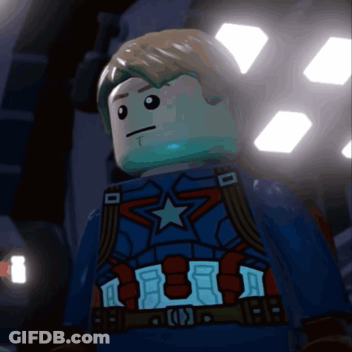 Lego Captain America With Star And T On Face GIF