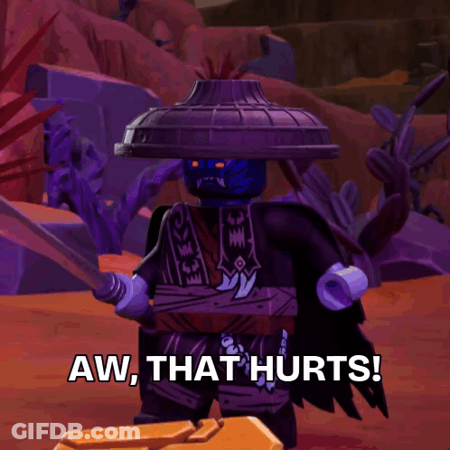 Lego Character Says Aw That Hurts GIF