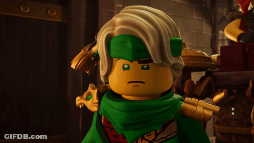 Lego Character With Green Eyes Close Up GIF