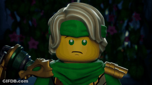 Lego Character With Green Scarf And Yellow Face GIF
