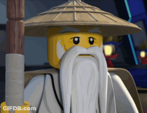 Lego Character With Long White Beard And Thatched Hat GIF