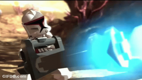Lego Clone Trooper Holding Shield With Letter L GIF