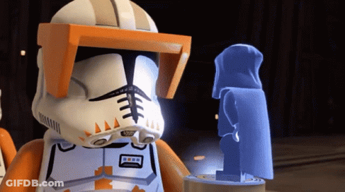 Lego Clone Trooper Next To Statue GIF