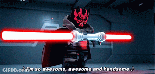 Lego Darth Maul Holding Lightsabers GIF