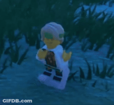 Lego Figure Flying Through Air In Video Game GIF