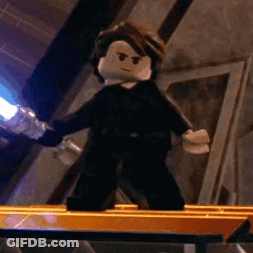 Lego Figure Holding Lightsaber Looking Angry GIF