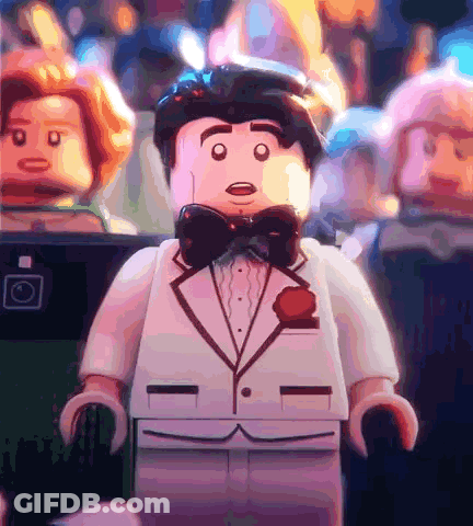 Lego Figure In Tuxedo And Bow Tie GIF