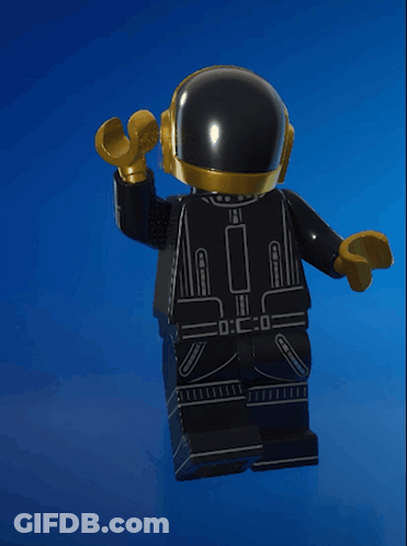 Lego Figure With Black And Gold Helmet And White Shirt GIF