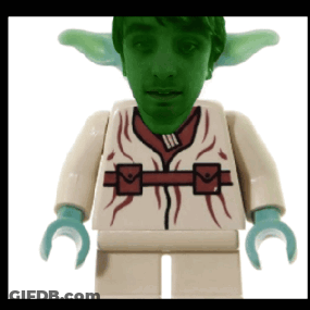 Lego Figure With Green Face And Red Shirt GIF
