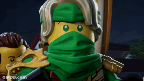 Lego Figure With Green Scarf GIF
