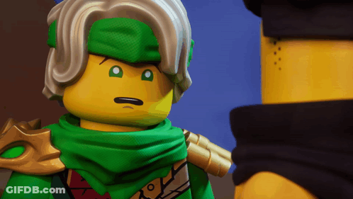 Lego Figures Standing Together One Holding Sword GIF