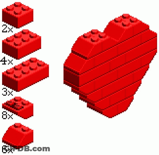 Lego Forming Red Heart Shape GIF