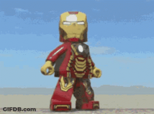 Lego Iron Man Standing On Sand GIF