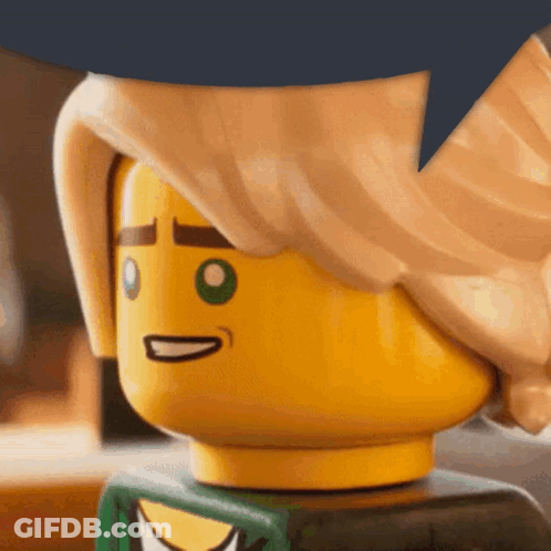 Lego Man Head Blonde Hair Green Eyes GIF