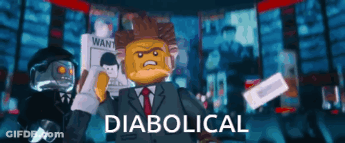 Lego Man In Suit Holding Wanted Poster GIF