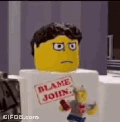 Lego Man With Blame Join Sign On White Box GIF