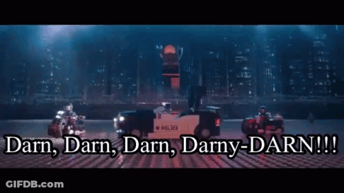 Lego Man With Glasses And Helmet Saying Darn GIF