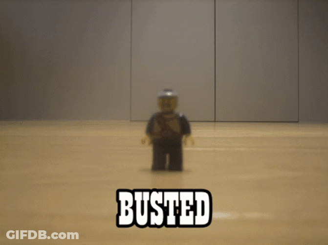 Lego Minifigure Busted GIF