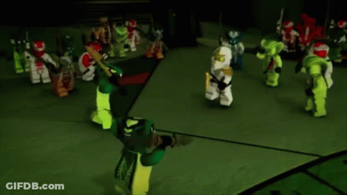 Lego Ninjago Figures Fighting In Video Game GIF