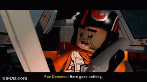 Lego Poe Dameron Saying Here Goes Nothing GIF