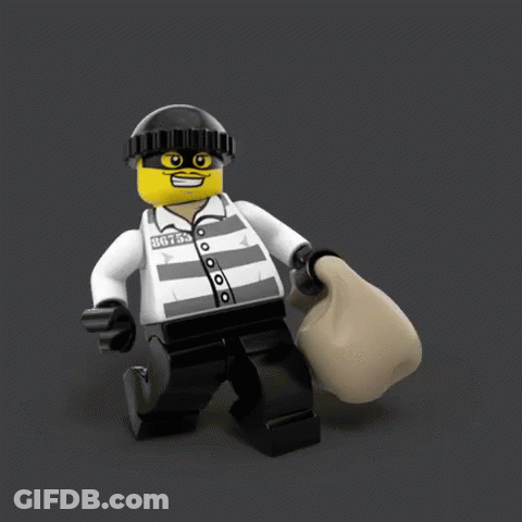 Lego Prisoner Holding Bag Of Money GIF