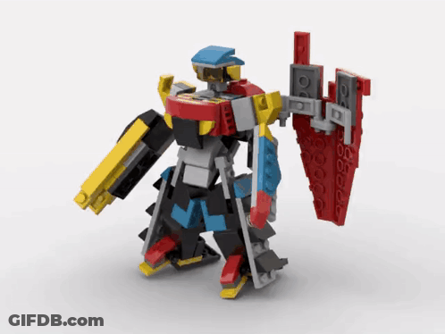 Lego Robot With Red Shield GIF