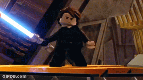 Lego Star Wars Character Holding Lightsaber GIF