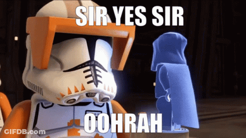 Lego Star Wars Character Saying Sir Yes Sir Oorah GIF
