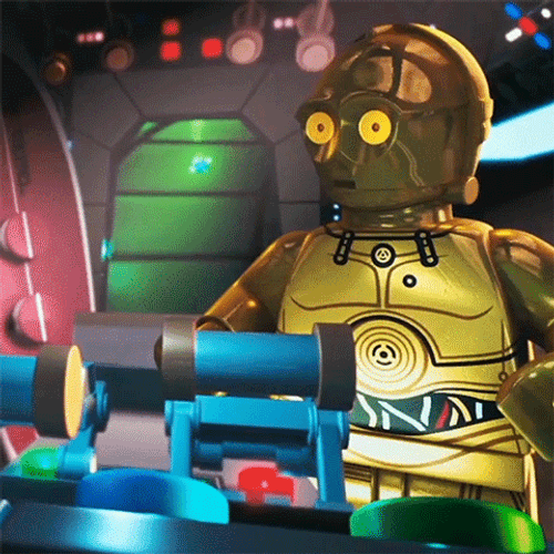 Lego Starwars C3PO Wearing Seat Belt GIF