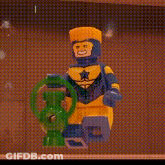 Lego Superhero Holding Green Lantern Saying Beware My Power Green Lanterns Light GIF