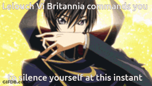 Lelouch Britannia Commands Silence GIF
