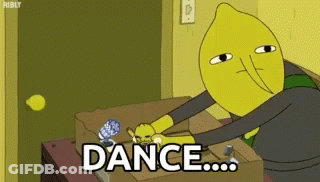 Lemon Head Cartoon Holding Dance Box GIF