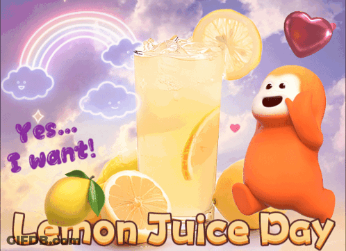 Lemon Juice Day Poster With Monkey GIF
