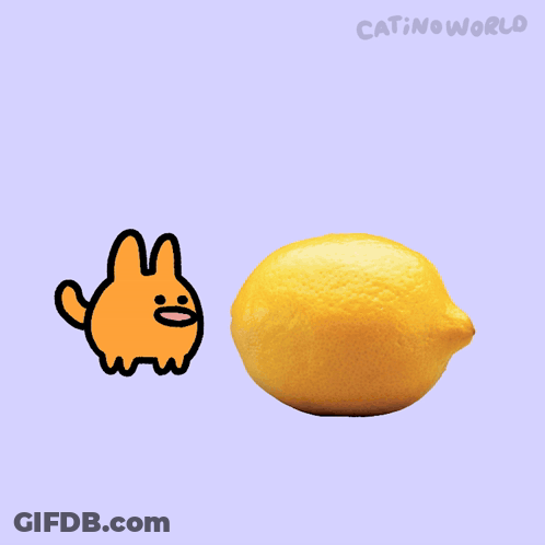 Lemon With Bite Taken Out Saying Catinoworld GIF