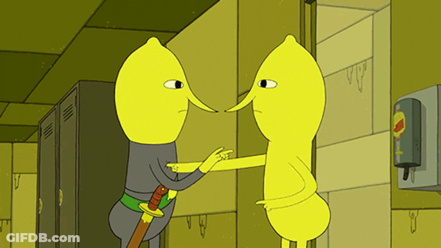 Lemongrab Annoying Touching Chest GIF