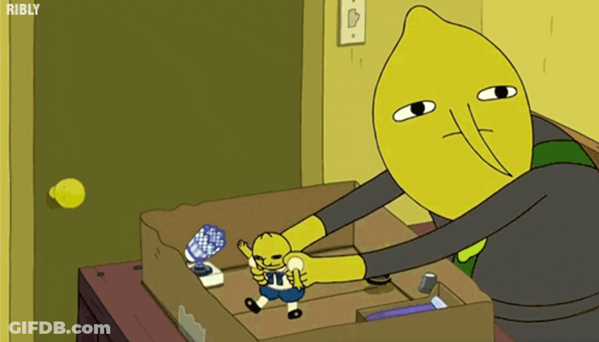 Lemongrab Holding Toy GIF