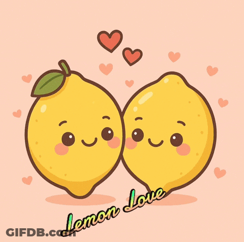 Lemons With Faces Saying Lemon Love GIF