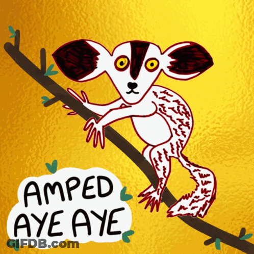 Lemur On Tree Branch With Amped Aye Aye GIF