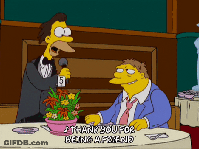 Lenny Leonard Saying Thank You For Being A Friend To Mayor Quimby GIF