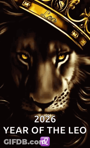 Leo Year Poster With Crowned Lion GIF