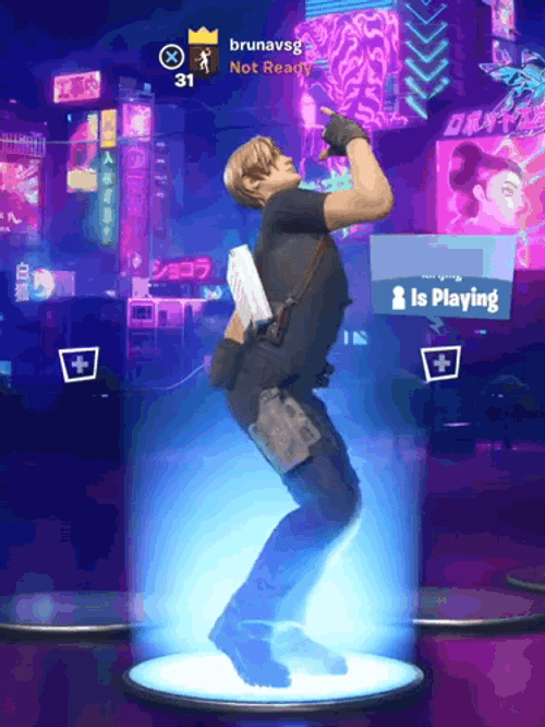 Leon Kennedy Fortnite Character Dancing Under Light GIF