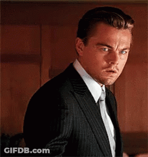 Leonardo DiCaprio Looking Shocked In Inception GIF