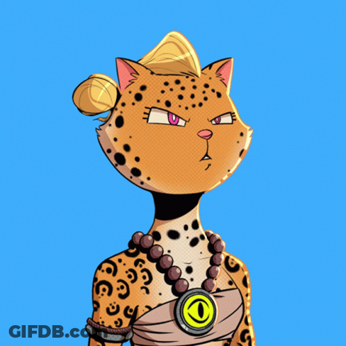 Leopard Cartoon With Bun Necklace And Question Mark GIF