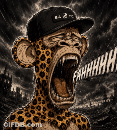 Leopard In BA YC Hat With Mouth Open GIF